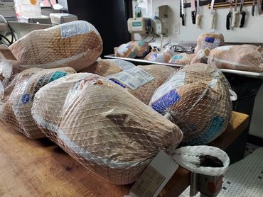 Turkeys prepped and ready for our annual holiday community feeds.