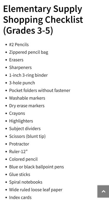 Helping local families prepare for the school year with elementary supply checklists.