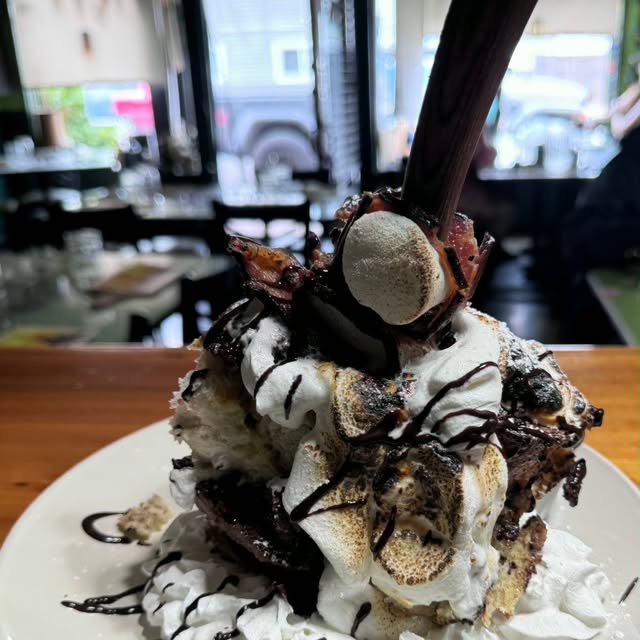 S’mores French toast, bread-pudding style, from Tibbitts @ Fern Hill. summer menu 2026